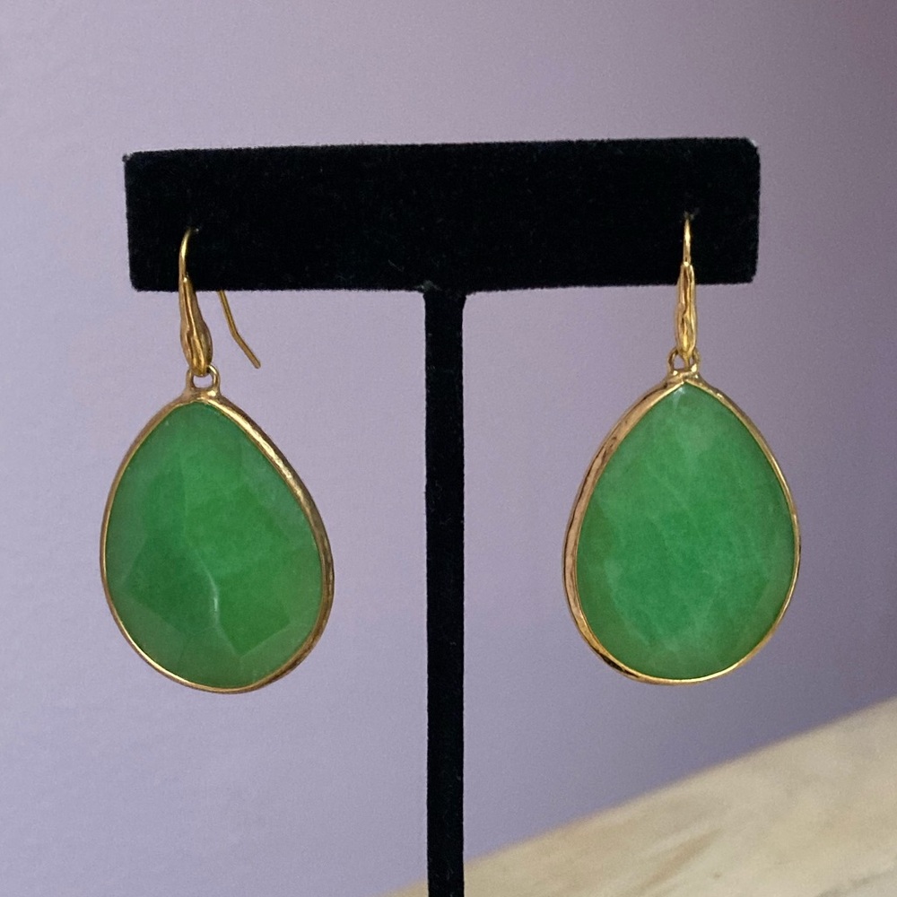 Large green stone earrings